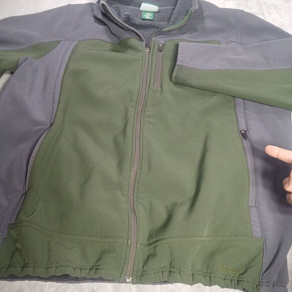 LL Bean Men 2XLT Jacket Fleece Lined Gray Green Polartec Full-Zip Hiking Outdoor - Picture 5 of 12
